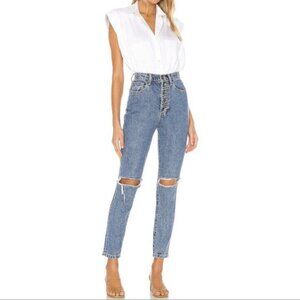 WeWoreWhat Danielle High Rise Straight Size 27 Button Fly 100% Cotton